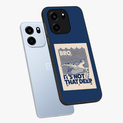 Worry Less Swim Glass Case displayed in angled mockup highlighting fun typography design with relaxed aesthetic style.