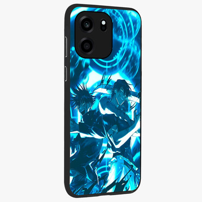 Cursed Energy Clash Glass Case upright view showcasing dramatic clash artwork with bold supernatural theme.