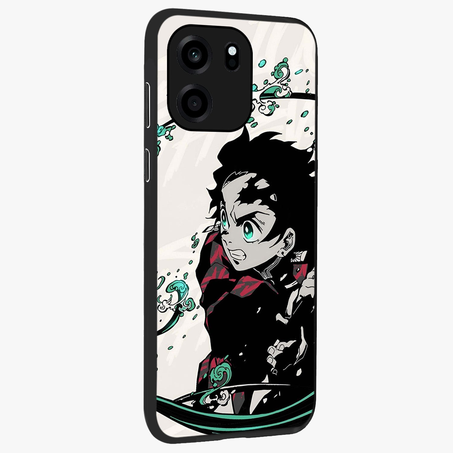 Demon Slayer Glass Case upright view showcasing powerful anime artwork with intense warrior theme.