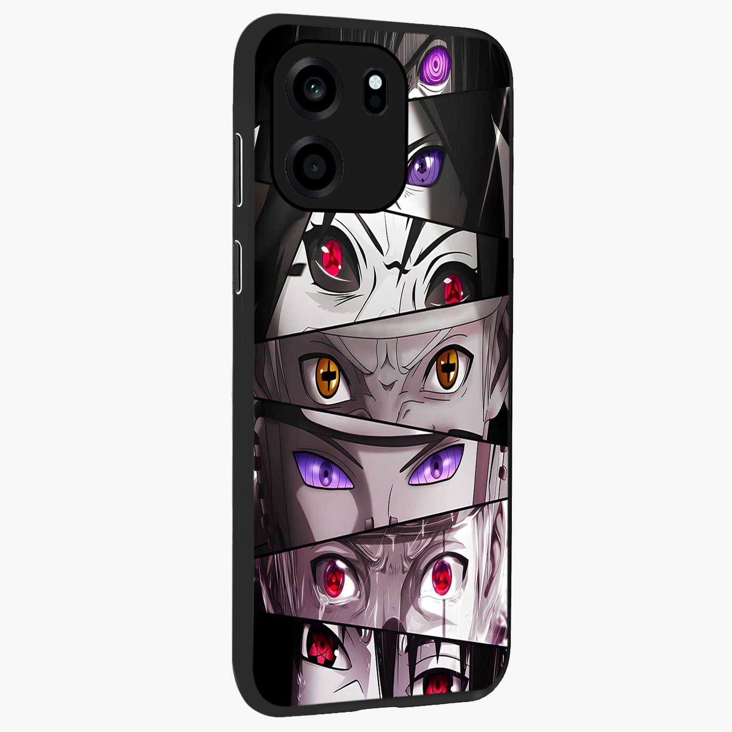 Eyes of Destiny Glass Case upright view showcasing symbolic eye artwork with dramatic artistic theme.