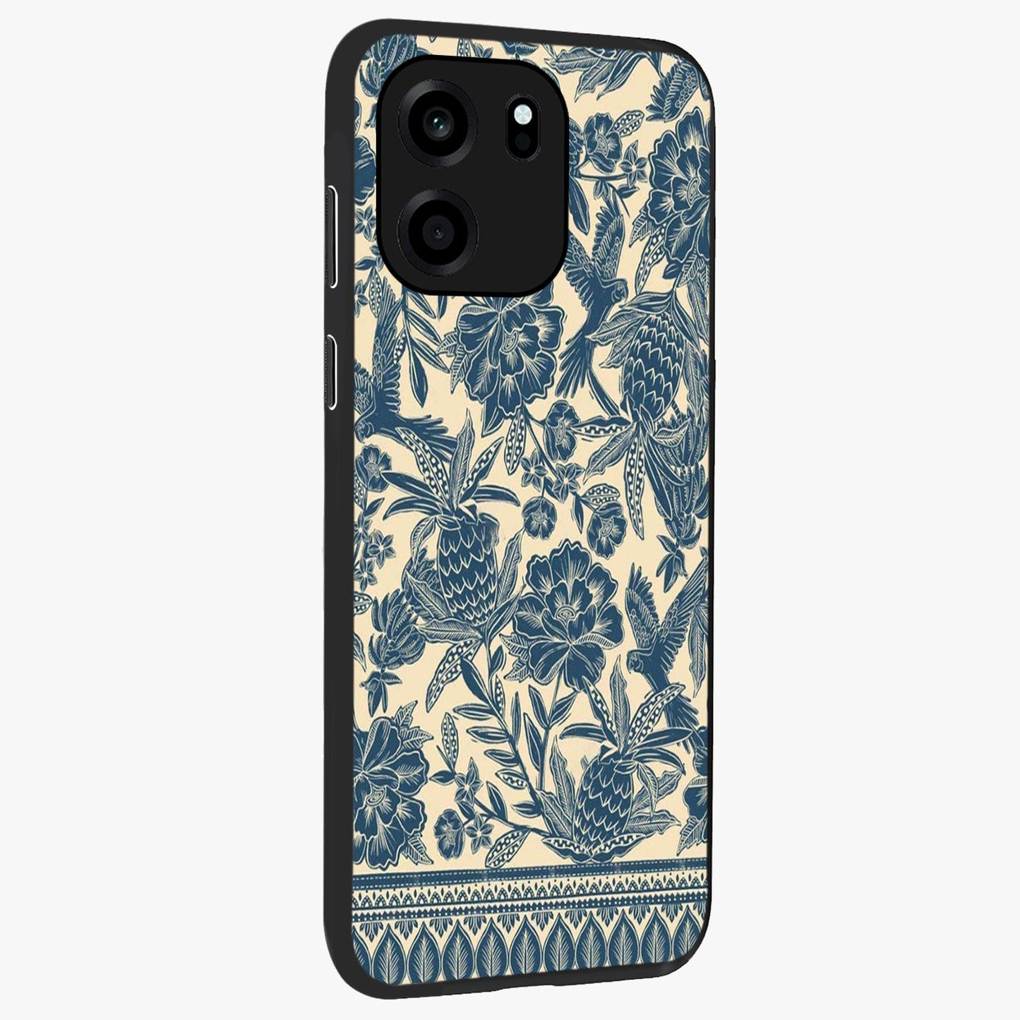 Heirloom Wild Bloom Glass Case upright view showcasing delicate wildflower artwork with timeless floral theme.