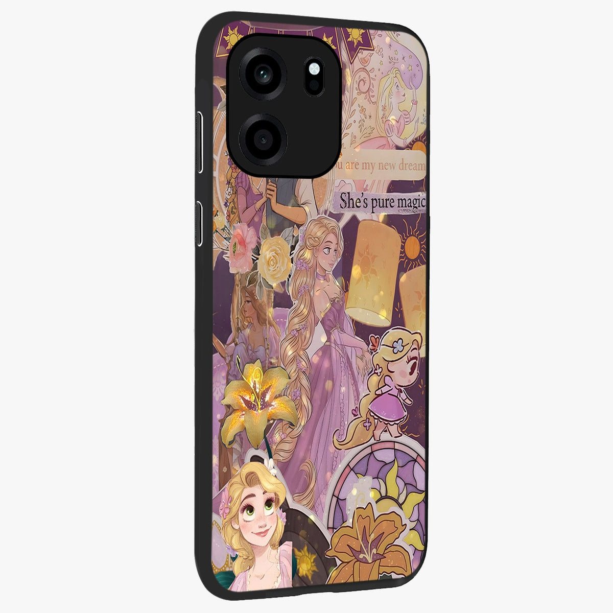 Magical Tangled Dream Glass Case upright view showcasing enchanting artistic artwork with dreamy fantasy theme.
