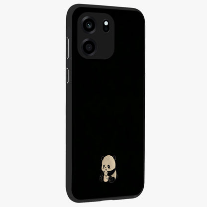 Midnight Panda Love Glass Case upright view showcasing charming panda artwork with playful romantic theme.