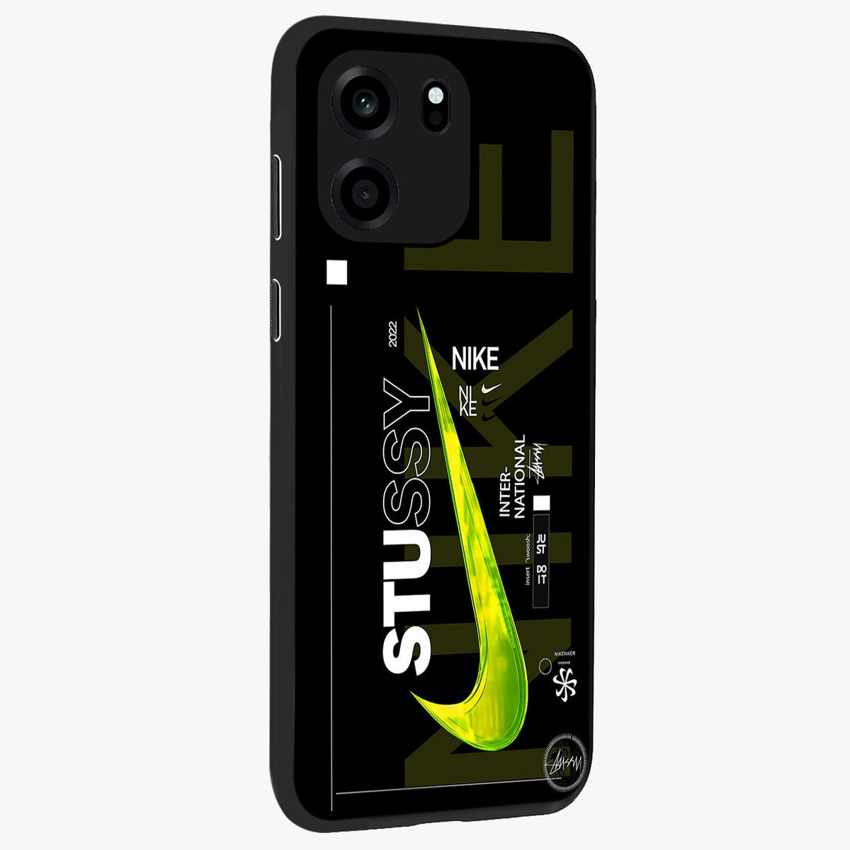 Neon Street Edition Glass Case upright view showcasing colorful neon artwork with modern street culture theme.