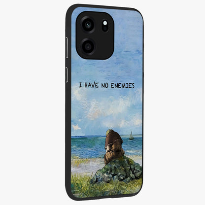 Peace Beyond War Glass Case upright view showcasing powerful peace symbol artwork with inspirational theme.