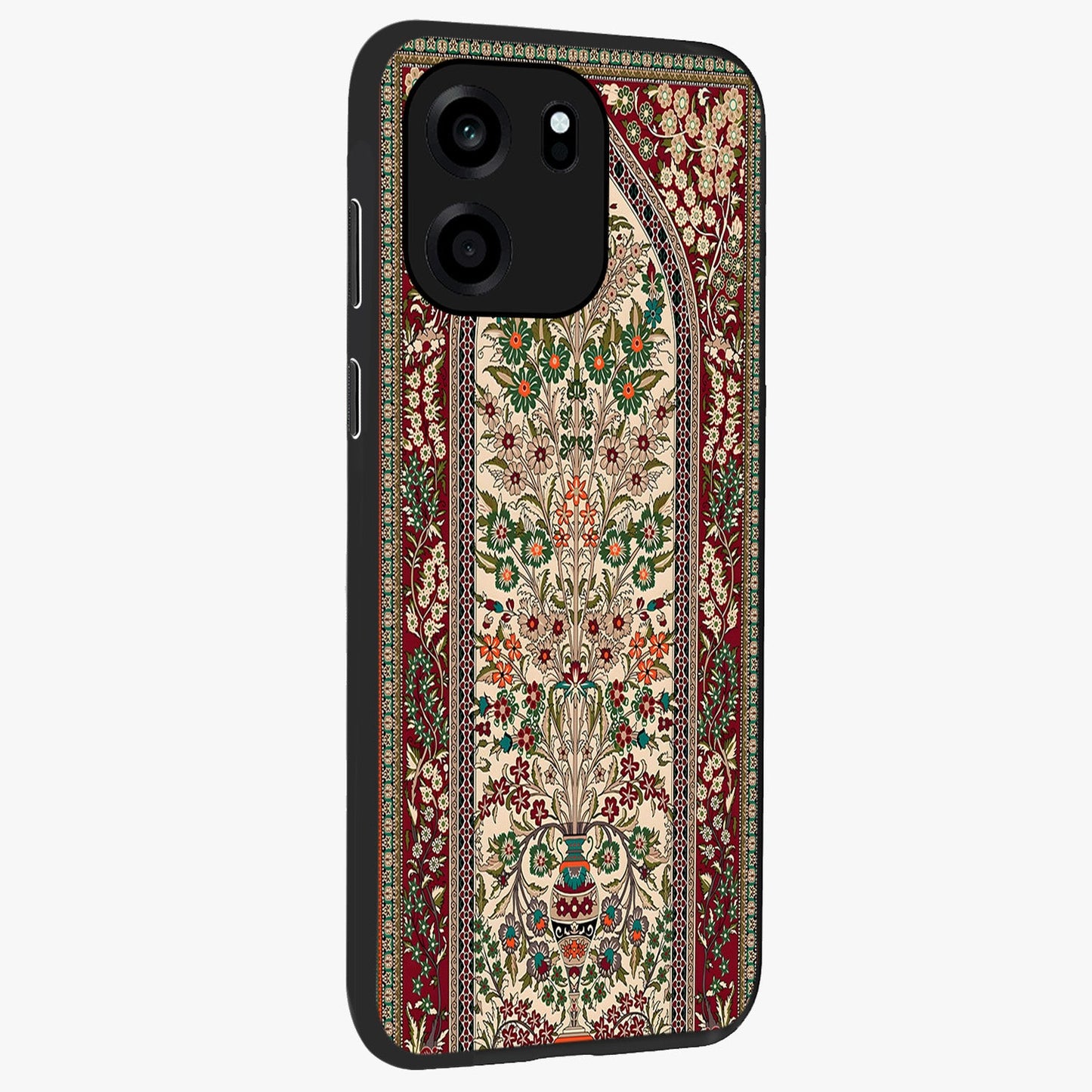 Persian Inspired Glass Case upright view showcasing decorative Persian artwork with rich heritage theme.