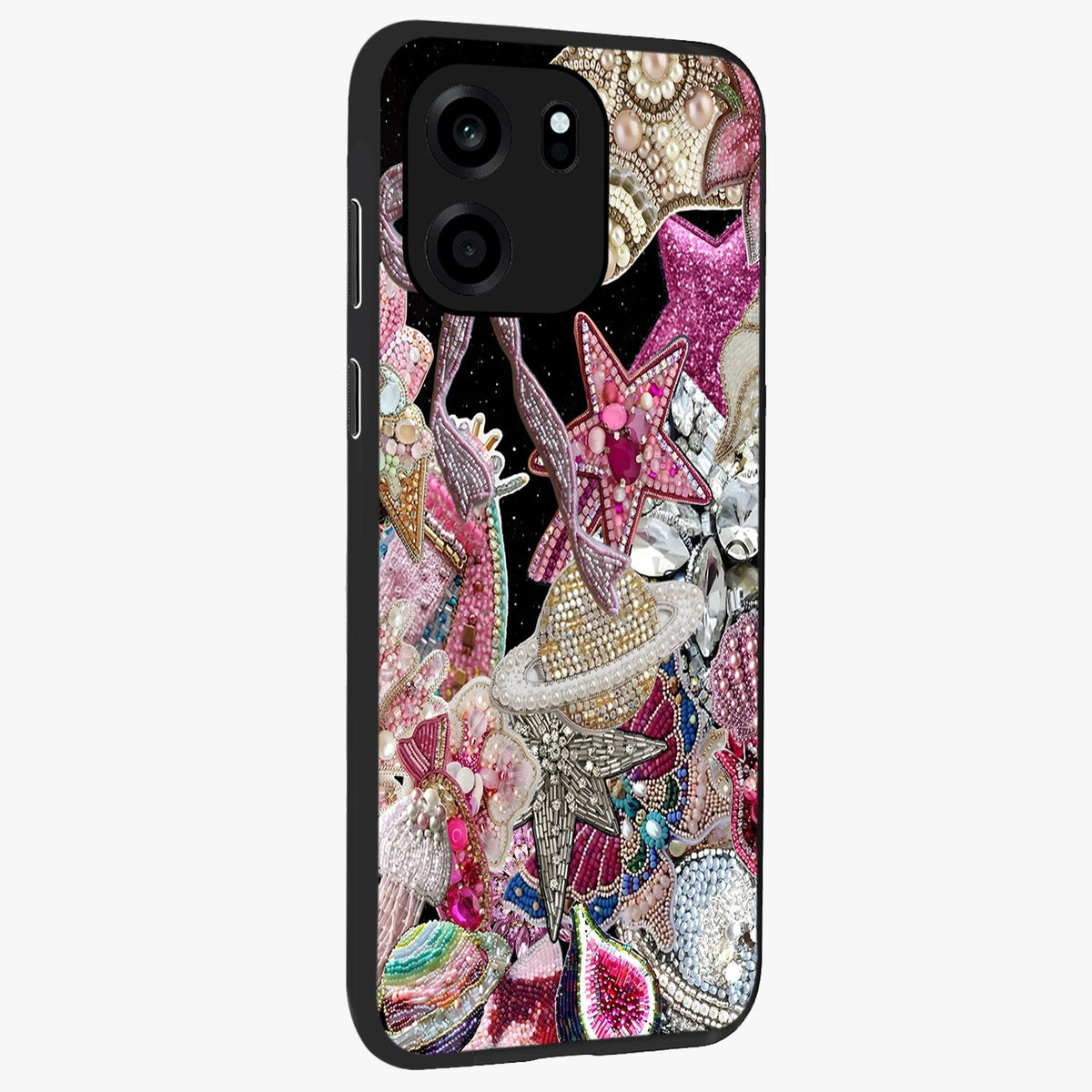 Starlit Jewel Dream Glass Case upright view showcasing radiant star inspired artwork with magical night theme.
