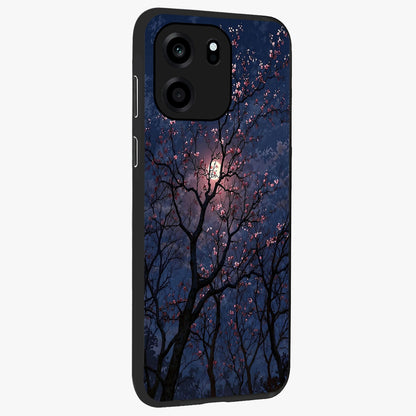 Twilight Sakura Serenade Glass Case upright view showcasing beautiful cherry blossom artwork with serene evening theme.