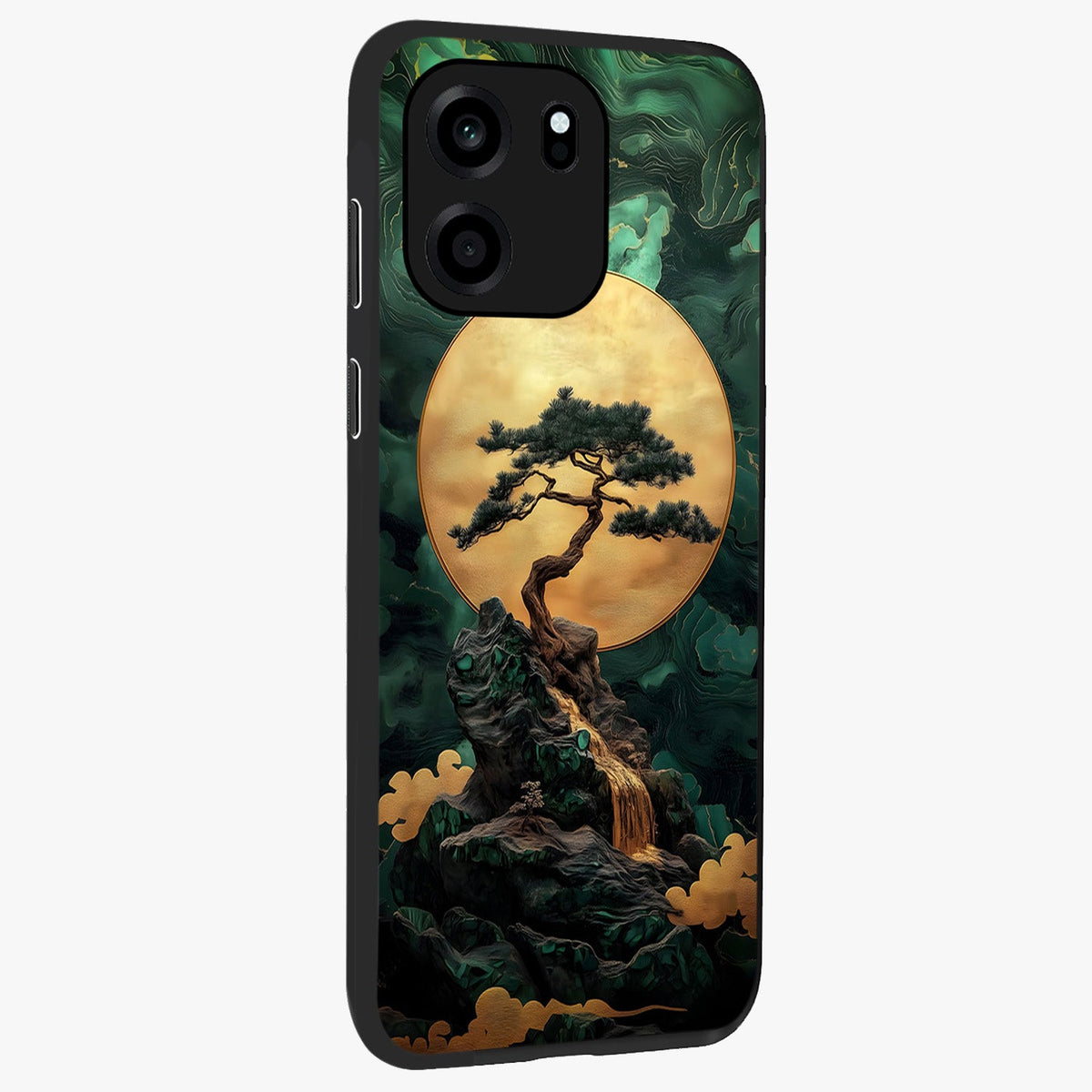 Zen Moon Rise Glass Case upright view showcasing serene moon artwork with tranquil night theme.