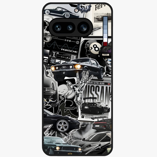 Aesthetic Dark Love Glass Case showing flat back view with dark romantic artwork and glossy glass finish.