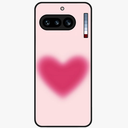 Pink Aura Heart Glass Case showing flat back view with glowing heart artwork and glossy glass finish.