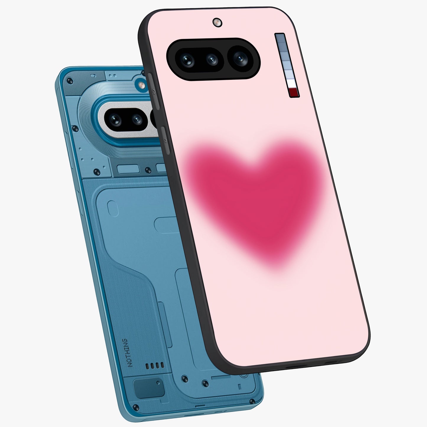 Pink Aura Heart Glass Case displayed in angled mockup highlighting vibrant pink heart design with dreamy aura aesthetic.