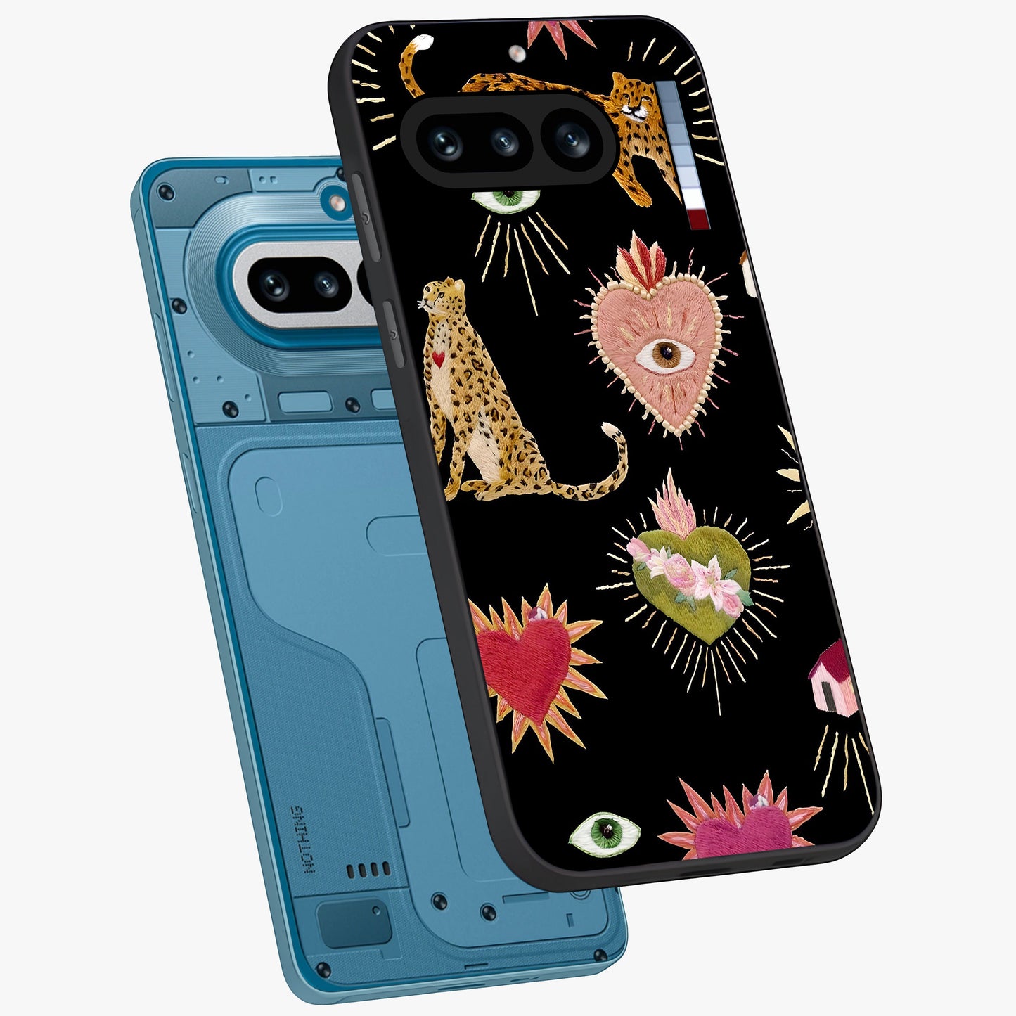 Sacred Jungle Heart Glass Case displayed in angled mockup highlighting lush tropical design with natural aesthetic style.