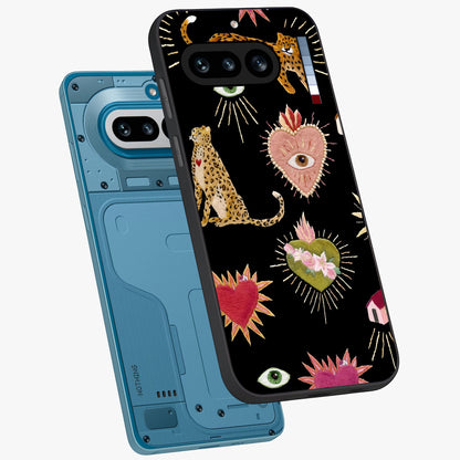 Sacred Jungle Heart Glass Case displayed in angled mockup highlighting lush tropical design with natural aesthetic style.
