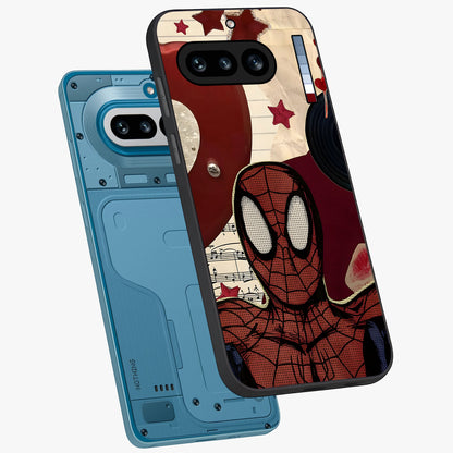 Web Warrior Vibes Glass Case displayed in angled mockup highlighting dynamic web design with comic style aesthetic.
