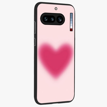 Pink Aura Heart Glass Case upright view showcasing romantic heart artwork with soft pastel theme.