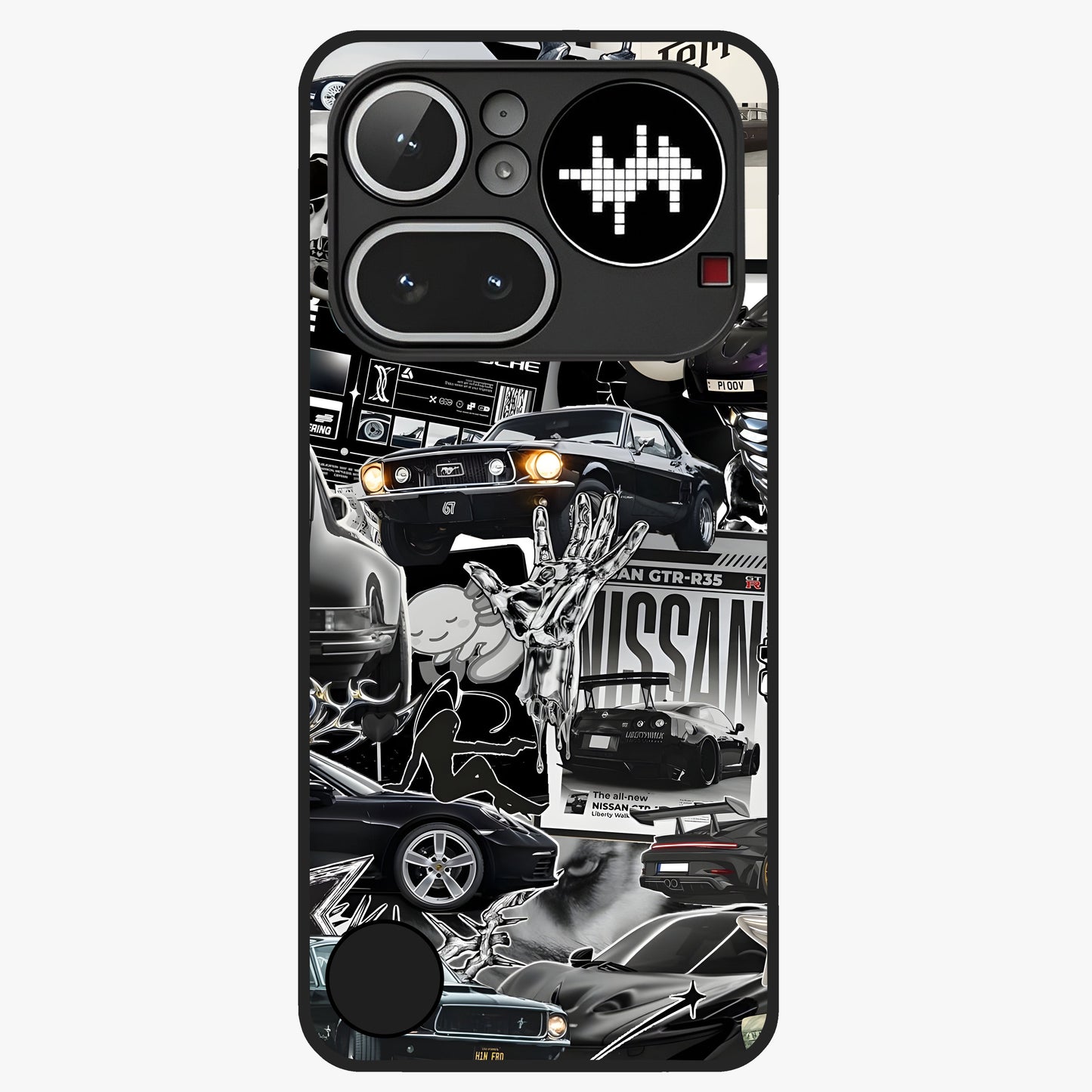 Aesthetic Dark Love Glass Case showing flat back view with dark romantic artwork and glossy glass finish.