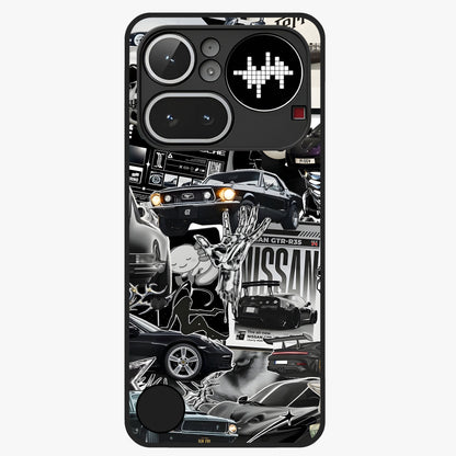 Aesthetic Dark Love Glass Case showing flat back view with dark romantic artwork and glossy glass finish.