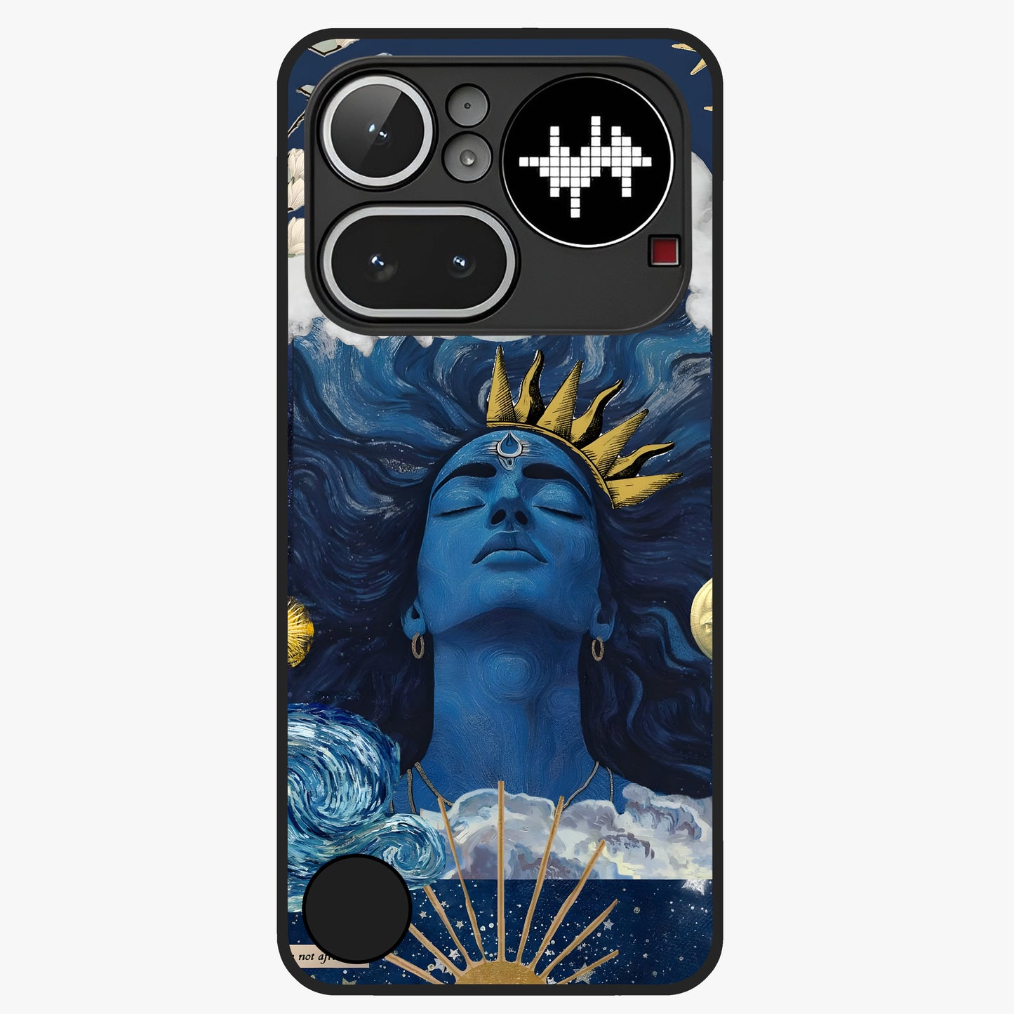 Aesthetic Lord Shiva Glass Case showing flat back view with divine Shiva artwork and glossy glass finish.