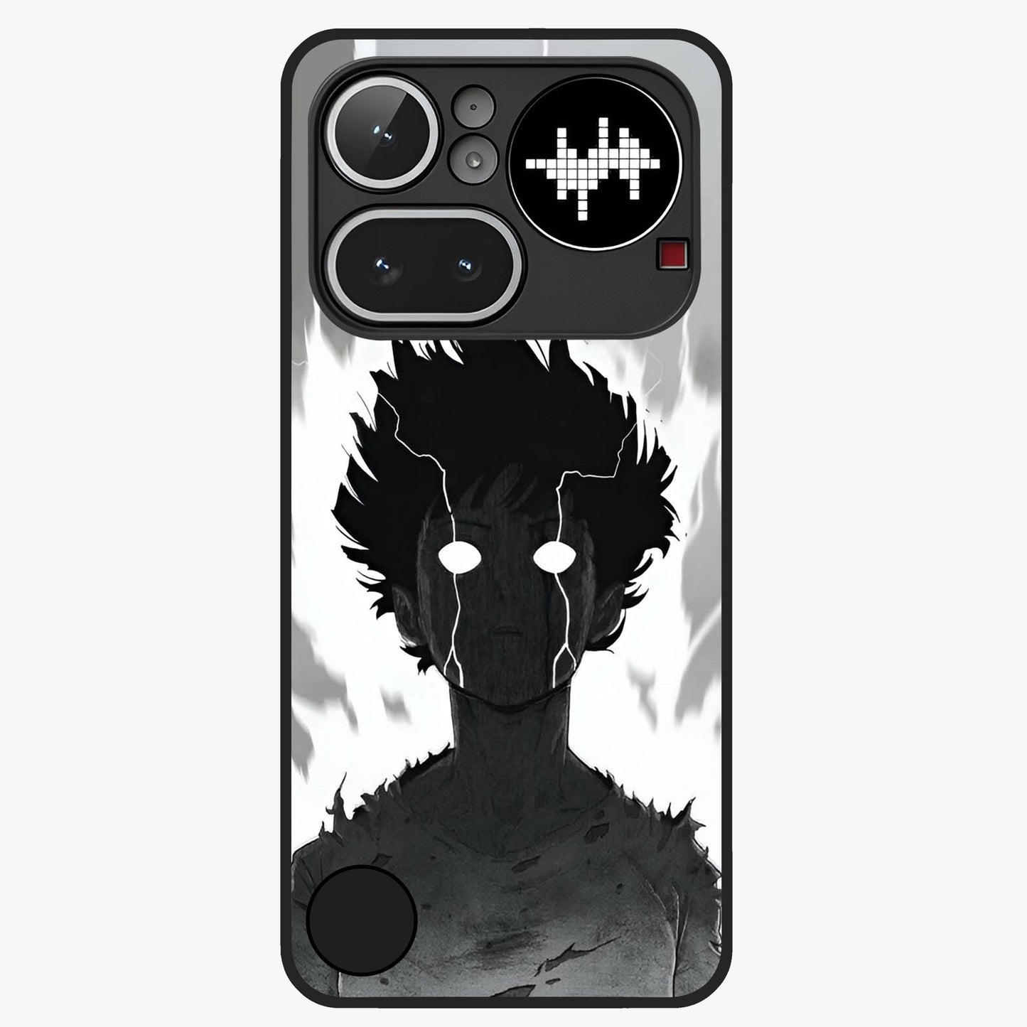 Awakened Inner Rage Glass Case showing flat back view with intense artistic artwork and glossy glass finish.