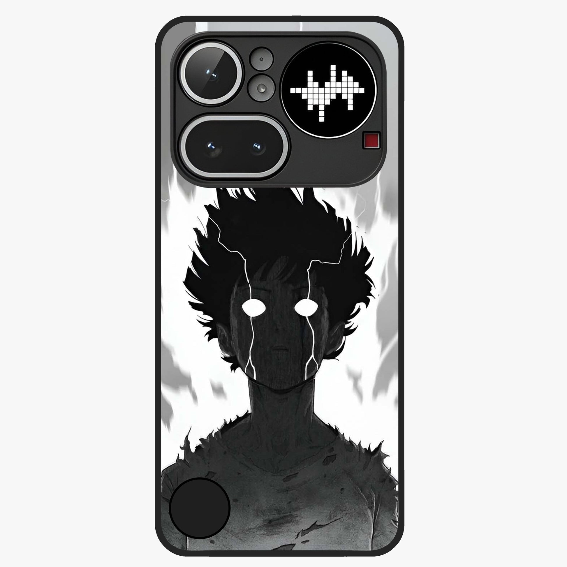 Awakened Inner Rage Glass Case showing flat back view with intense artistic artwork and glossy glass finish.