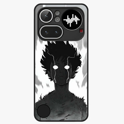Awakened Inner Rage Glass Case showing flat back view with intense artistic artwork and glossy glass finish.