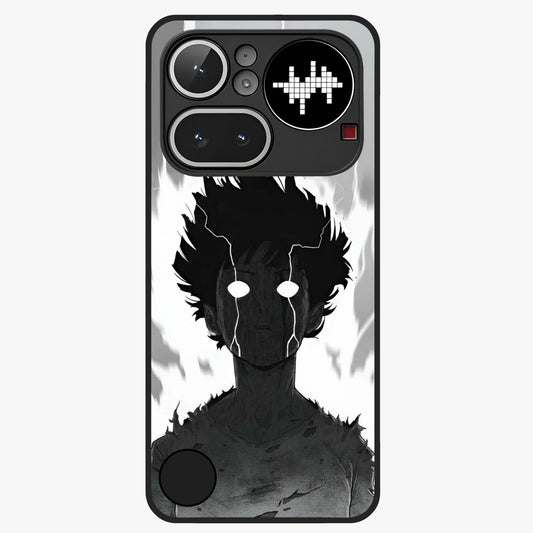Awakened Inner Rage Glass Case showing flat back view with intense artistic artwork and glossy glass finish.