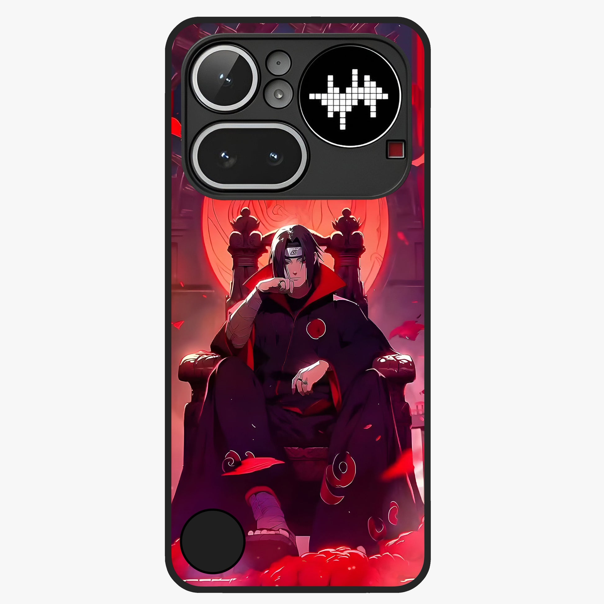 Blood Moon Sovereign Glass Case showing flat back view with mystical blood moon artwork and glossy glass finish.