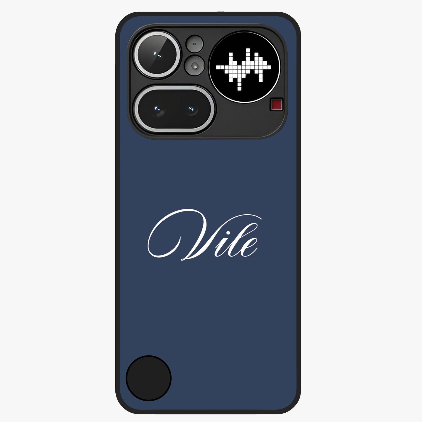 Blue Background Personalized Custom Name Glass Case showing flat back view with minimal blue background and custom name design.