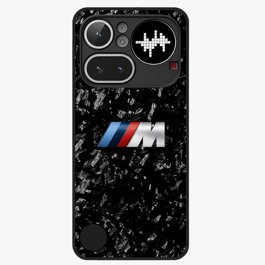 Carbon Speed Mark Glass Case showing flat back view with sporty carbon pattern artwork and glossy glass finish.