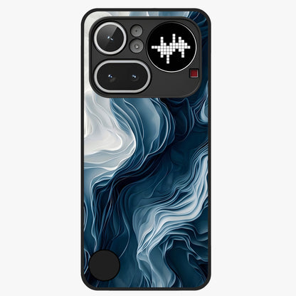 Ethereal Paper Marble Glass Case showing flat back view with soft marble paper texture artwork and glossy glass finish.