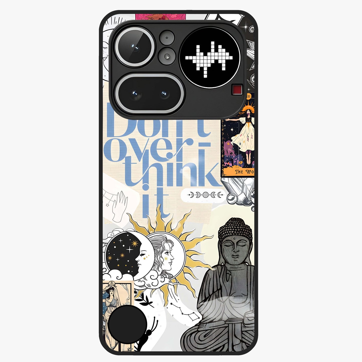 Ethereal Thoughts Glass Case showing flat back view with dreamy artistic artwork and glossy glass finish.