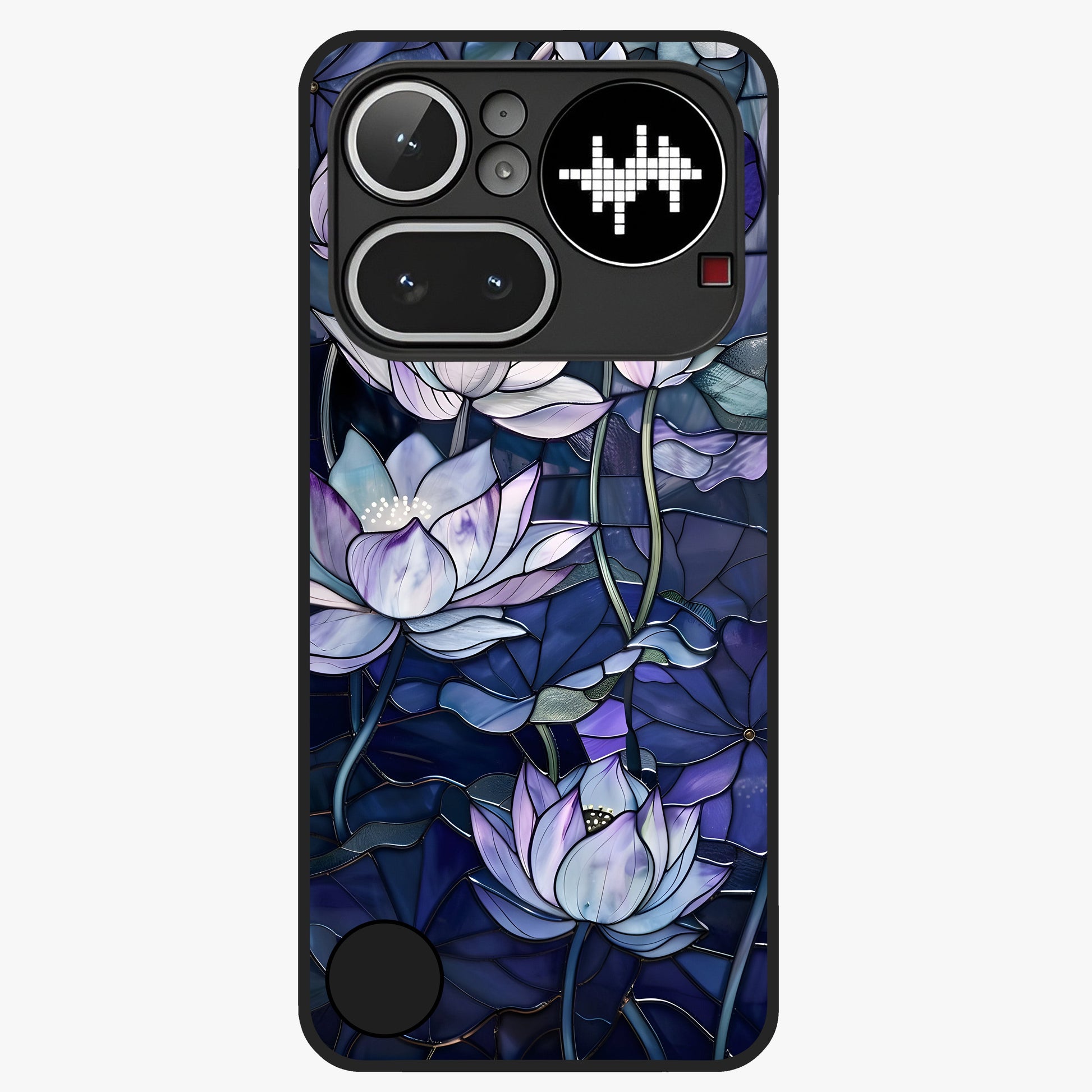Gloss Petal Rush Glass Case showing flat back view with glossy flower petal artwork and smooth glass finish.