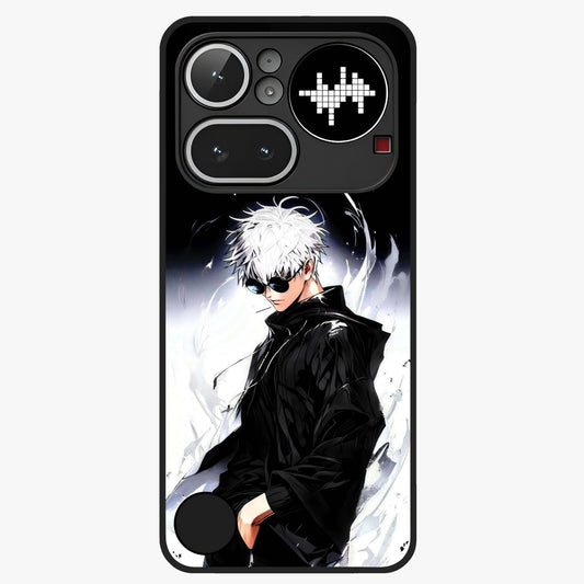 Limitless Shadow King Glass Case showing flat back view with powerful shadow warrior artwork and glossy glass finish.