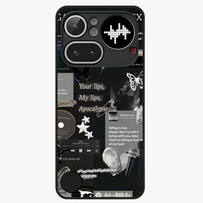 Midnight Love Echo Glass Case showing flat back view with romantic midnight themed artwork and glossy glass finish.