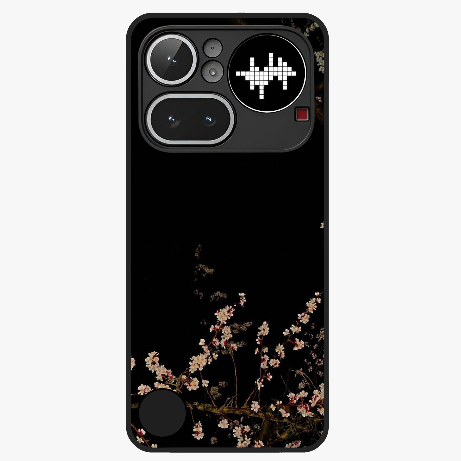 Petal Moon Light With Custom Name Glass Case showing flat back view with floral moonlight artwork and personalized name design.