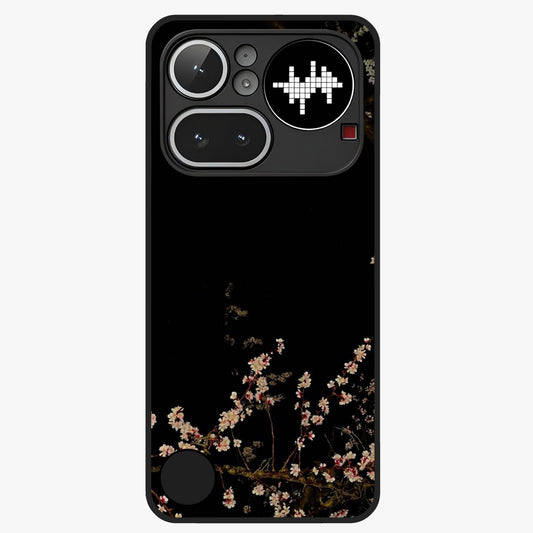 Petal Moon Light With Custom Name Glass Case showing flat back view with floral moonlight artwork and personalized name design.