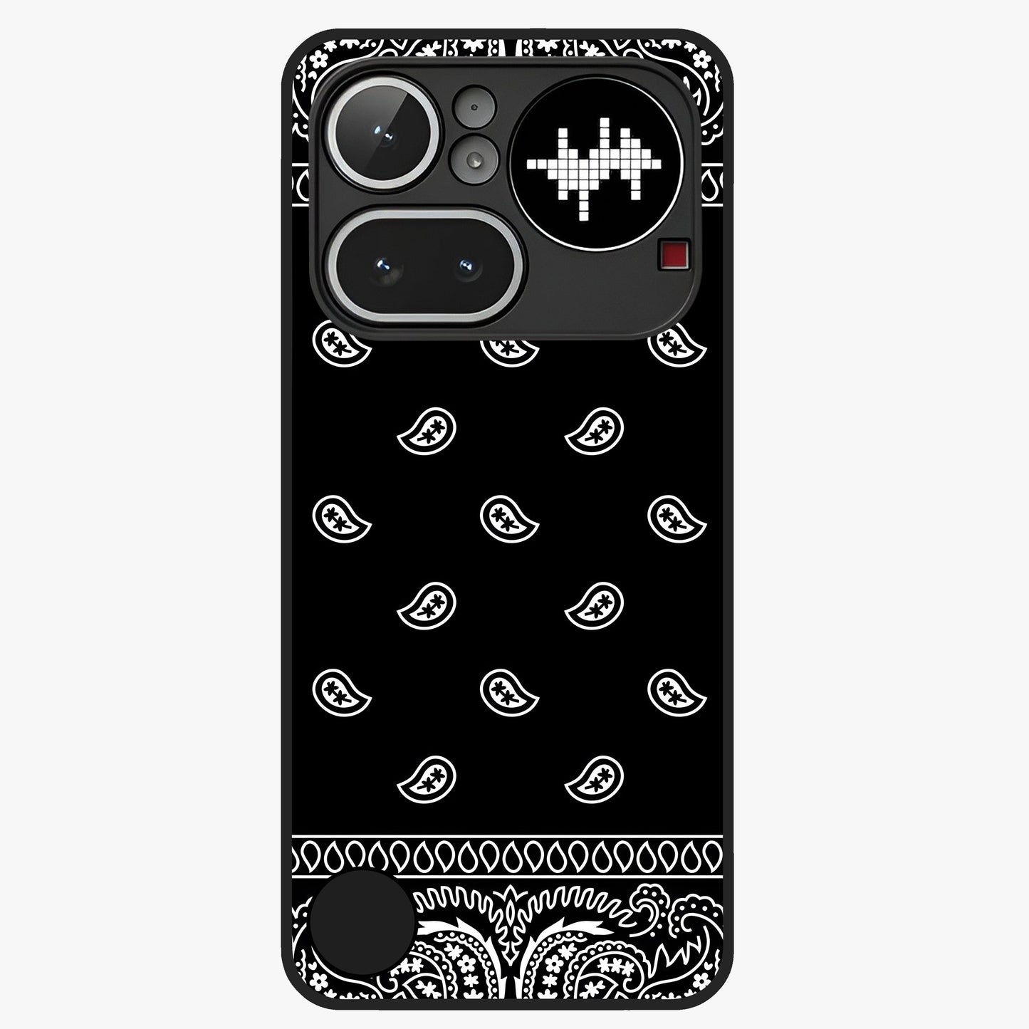 Retro Rebel Threads Glass Case showing flat back view with vintage street style artwork and glossy glass finish.
