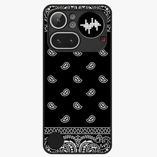 Retro Rebel Threads Glass Case showing flat back view with vintage street style artwork and glossy glass finish.