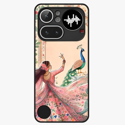 Royal Grace Muse Glass Case showing flat back view with elegant artistic artwork and glossy glass finish.