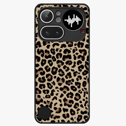 Savage Chic Pattern Glass Case showing flat back view with stylish patterned artwork and glossy glass finish.