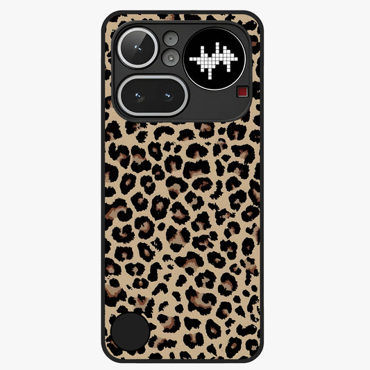 Savage Chic Pattern Glass Case showing flat back view with stylish patterned artwork and glossy glass finish.