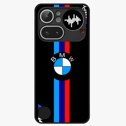 Turbo BMW Beast Glass Case showing flat back view with high performance sports car artwork and glossy glass finish.