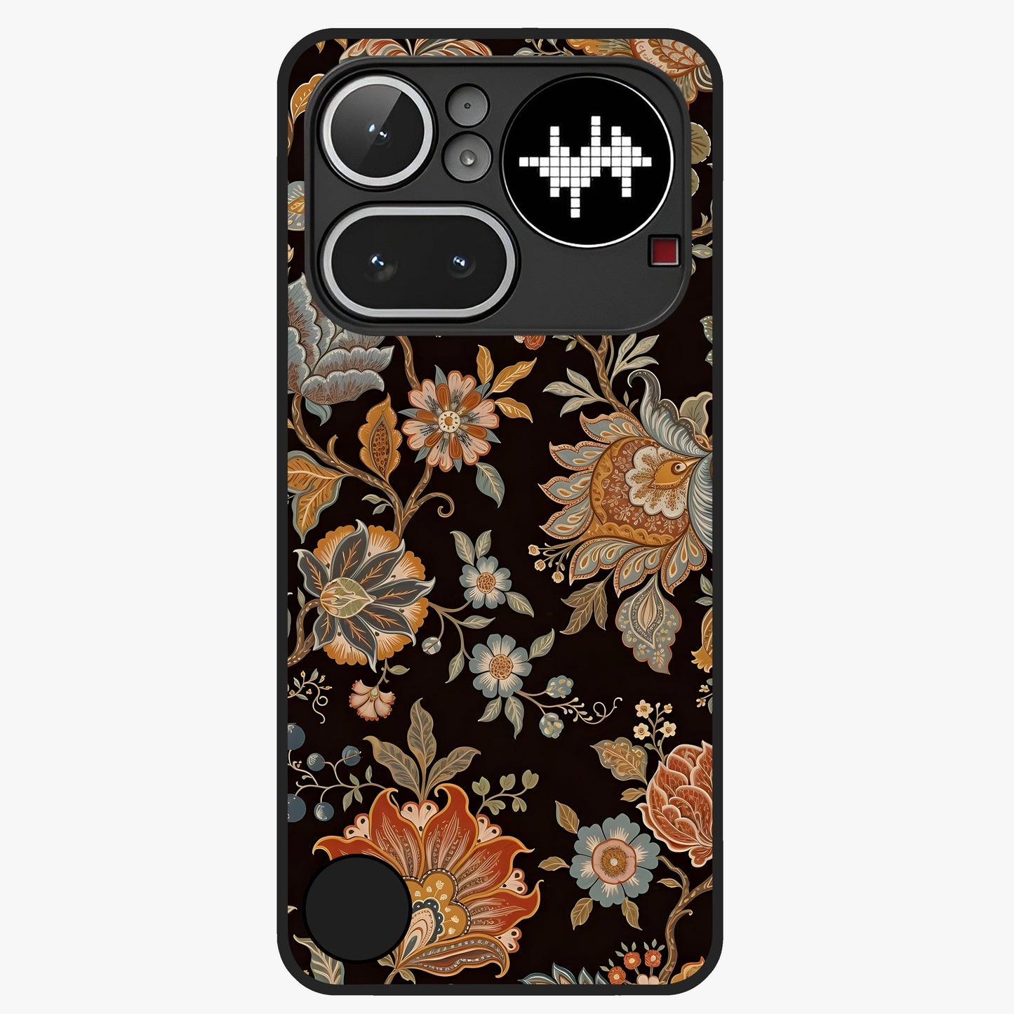 Vintage Floral Dream Glass Case showing flat back view with classic floral artwork and glossy glass finish.