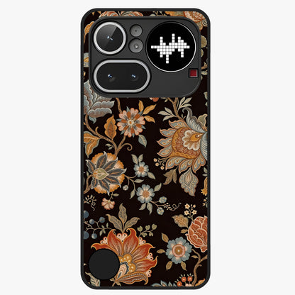 Vintage Floral Dream Glass Case showing flat back view with classic floral artwork and glossy glass finish.