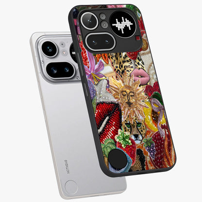 Beaded Fashion Jungle Glass Case displayed in angled mockup highlighting colorful fashion bead design and artistic pattern.