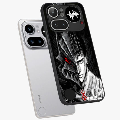 Berserker Blood Oath Glass Case displayed in angled mockup highlighting dark fantasy graphic design and powerful theme.