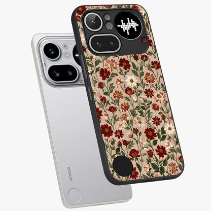 Biege Flower With Leaf Glass Case displayed in angled mockup highlighting minimal floral leaf design and elegant aesthetic.