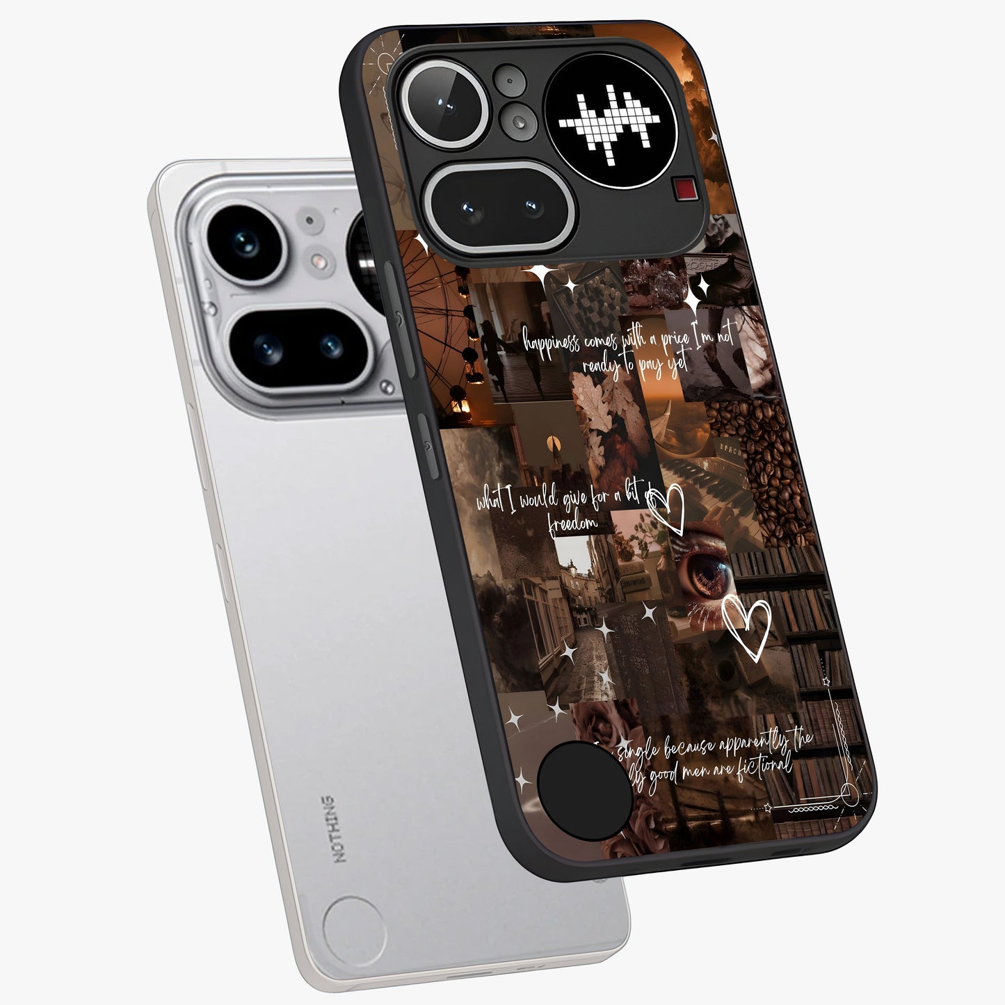 Bittersweet Aesthetic Chaos Glass Case displayed in angled mockup highlighting expressive abstract artwork and edgy aesthetic theme.
