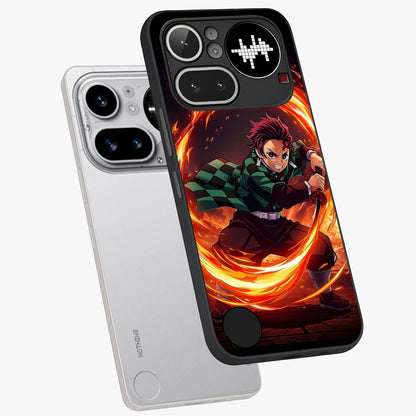 Blazing Sword Resolve Glass Case displayed in angled mockup highlighting powerful sword illustration and bold fantasy theme.